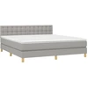Image de vidaXL Lit boxspring avec matelas gris clair 160x200 cm Tissu