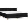 Image de vidaXL Lit boxspring avec matelas noir 160x200 cm Tissu