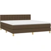 Image de vidaXL Lit boxspring avec matelas brun foncé 160x200 cm Tissu