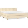 Image de vidaXL Lit boxspring avec matelas Crème 160x200 cm Tissu