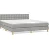 Image de vidaXL Lit boxspring avec matelas gris clair 180x200 cm Tissu