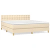 Image de vidaXL Lit boxspring avec matelas Crème 180x200 cm Tissu