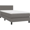 Image de vidaXL Lit boxspring avec matelas Gris 90x190 cm simili-cuir