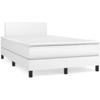 Image de vidaXL Lit boxspring avec matelas blanc 120x200 cm similicuir
