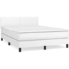 Image de vidaXL Lit boxspring avec matelas blanc 140x190 cm similicuir