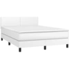 Image de vidaXL Lit boxspring avec matelas blanc 140x200 cm similicuir
