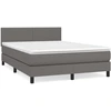 Image de vidaXL Lit Boxspring avec matelas Gris 140x200 cm Similicuir