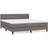 Image de vidaXL Lit boxspring avec matelas Gris 160x200 cm simili-cuir