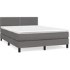 Image de vidaXL Lit boxspring avec matelas Gris 140x190 cm Similicuir