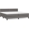 Image de vidaXL Lit boxspring avec matelas Gris 200x200 cm simili-cuir