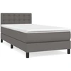 Image de vidaXL Lit boxspring avec matelas Gris 90x200 cm similicuir