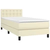 Image de vidaXL Lit boxspring avec matelas Crème 100x200 cm simili-cuir
