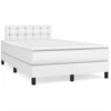 Image de vidaXL Lit boxspring avec matelas blanc 120x200 cm similicuir
