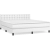 Image de vidaXL Lit boxspring avec matelas blanc 160x200 cm similicuir