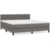 Image de vidaXL Lit boxspring avec matelas Gris 160x200 cm simili-cuir
