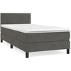 Image de vidaXL Lit boxspring avec matelas gris foncé 90x190 cm velours