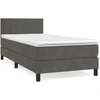 Image de vidaXL Lit boxspring avec matelas gris foncé 90x200 cm velours