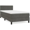 Image de vidaXL Lit boxspring avec matelas gris foncé 100x200 cm velours