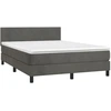 Image de vidaXL Lit boxspring avec matelas gris foncé 140x190 cm velours