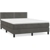 Image de vidaXL Lit boxspring avec matelas gris foncé 140x190 cm velours