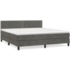 Image de vidaXL Lit boxspring avec matelas gris foncé 160x200 cm velours