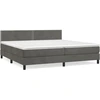 Image de vidaXL Lit boxspring avec matelas gris foncé 200x200 cm velours