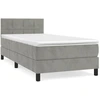Image de vidaXL Lit boxspring avec matelas gris clair 90x190 cm velours