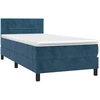 Image de vidaXL Lit boxspring avec matelas bleu foncé 90x190 cm velours
