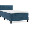 Image de vidaXL Lit boxspring avec matelas bleu foncé 100x200 cm velours