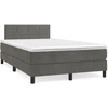 Image de vidaXL Lit boxspring avec matelas gris foncé 120x200 cm velours