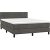 Image de vidaXL Lit boxspring avec matelas gris foncé 140x190 cm velours