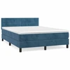 Image de vidaXL Lit boxspring avec matelas bleu foncé 140x190 cm velours