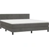 Image de vidaXL Lit boxspring avec matelas gris foncé 160x200 cm velours