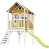 Image de Axi Laura Maison Enfant Avec Toboggan Vert Citron | Aire De Jeux Pour L'Extérieur En Marron & Blanche | Maisonnette / Cabane De Jeu En Bois