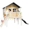 Image de Axi Sophie Maison Enfant Avec Toboggan Gris | Aire De Jeux Pour L'Extérieur En Marron & Blanche | Maisonnette / Cabane De Jeu En Bois