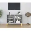 Image de The Living Store Armoire TV avec pieds en bois massif Gris Sonoma 69,5x30x50 cm