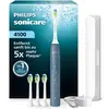 Image de Philips série 4100 HX4046/48, pour adultes, technologie sonique, soin des gencives, 31 000 vibrations par minute, couleur bleue, 2 minutes, 4 sessions de 30 secondes