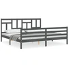 Image de vidaXL Lit en bois massif avec tête de lit Gris 200x200 cm