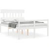 Image de vidaXL Lit pour senior avec tête de lit 140x190 cm Blanc Bois massif