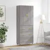 Image de vidaXL Highboard Gris Sonoma 69,5x34x180 cm Matériau dérivé du bois