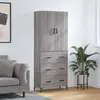 Image de vidaXL Highboard Gris Sonoma 69,5x34x180 cm Matériau dérivé du bois