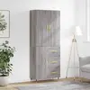 Image de vidaXL Highboard Gris Sonoma 69,5x34x180 cm Matériau dérivé du bois