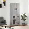 Image de vidaXL Highboard Gris Sonoma 69,5x34x180 cm Matériau dérivé du bois