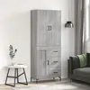 Image de vidaXL Highboard Gris Sonoma 69,5x34x180 cm Matériau dérivé du bois