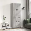 Image de vidaXL Highboard Gris Sonoma 69,5x34x180 cm Matériau dérivé du bois