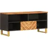 Image de vidaXL Armoire TV marron et noir 100x33,5x46 cm bois massif mangue