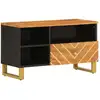 Image de vidaXL Armoire TV marron et noir 80x33,5x46 cm bois massif mangue