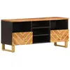 Image de vidaXL Armoire TV marron et noir 100x33,5x46 cm bois massif mangue