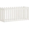 Image de vidaXL Lit surélevé Design clôture à lattes Blanc 150x50x70 cm Pin massif