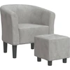 Image de vidaXL Fauteuil club avec repose-pieds gris clair velours